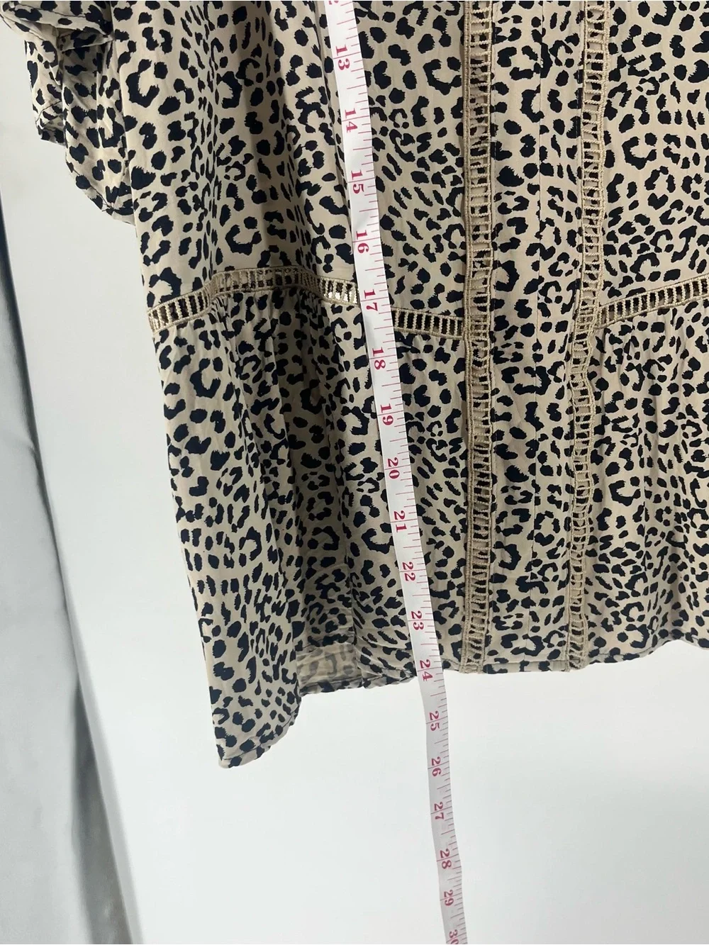 Express Beige and Black Leopard Print Peplum Tunic